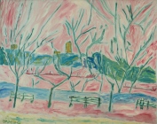 25. Pink Boat on River