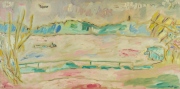 42. River Scene with Blue Rocks