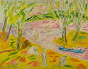 75. Bathers and Blue Boat