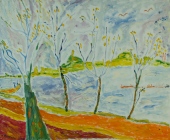 88. Orange Path by a River