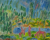 129. Three People on Horseback